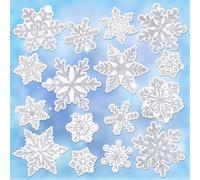 Whaline 32Pcs Silver Snowflake Thick Gel Clings Winter Christmas Reusable Window Decals for Home School Classroom Nursery Decor Xmas Party Supplies, 2 Sheets