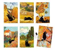 Whaline 36 Pcs Fall Postcards Post Cards Assortment Van Gogh Black Cat Greeting Cards for Autumn Holiday Birthday Party Favors Supplies, 4 x 6 Inch