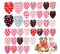 Whaline 36Pcs Valentine's Day Dog Bandana Triangle Pet Scarf Adjustable Puppy Neckerchief Love Conversation Heart Dog Bib for Medium Large Cat Costume Accessories