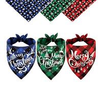 Whaline 3pcs Christmas Dog Bandana buffalo plaid pet scarf Classic Triangle Bibs Pet Costume decoration Accessories Washable Pet Neckerchief for Xmas Party Party Supplies