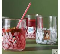 Whaline 3Pcs Christmas Icon Juice Glass 14 Oz Wine Glass Stemless Snowman Snowflake Penguin Cocktail Drinking Cups for Winter Xmas Home Party Favors Supplies