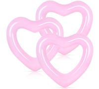 Whaline 3Pcs Inflatable Heart Pool Float Pink Swim Heart Shaped Pool Rings Float Loungers Tube for Summer Pool Beach Bachelorette Party, 47.3 x 39.4 Inch