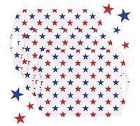 Whaline 3Pcs Patriotic Serving Trays Handled Melamine Platter 4th of July Red Blue Star Serving Dishes for Independence Day Party Sharing Food Supplies, 10 x 15 Inch