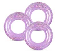 Whaline 3Pcs Purple Inflatable Pool Floats Toys Glitter Lavender Swim Tubes Rings Pool Tube for Kids Adults Outdoor Summer Swimming Pool Beach Party Favors Supplies,30 x 14 Inch