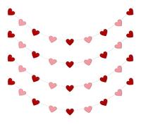 Whaline 4 Pack Heart Garland Valentine's Day Bunting Banners String for Wedding, Party, Bridal Shower, Engagement, Home Decorations, 12 Meter