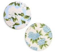 Whaline 4 Pcs Spring Ceramic Coaster Drink Coasters Blue White Hydrangea Flower Absorbent Coasters for Table Protection Summer Housewarming Gifts Home Decor