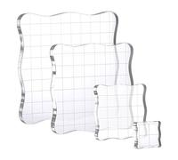 Whaline 4 Pieces Stamp Blocks with Grid and Grip, Acrylic Clear Stamping Blocks Set Essential Stamping Tools for Scrapbooking Crafts Making