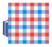Whaline 40 Pcs Patriotic Paper Napkin Disposable Luncheon Napkins Red Blue Plaid Checkered Decorative Dinner Napkin for 4th of July Independence Day Party Tableware Supplies