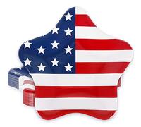 Whaline 40Pcs Patriotic Paper Plates American Flag Star Shaped Disposable Plates 4th of July Star Decorative Tableware for Independence Day Party Supplies Table Decorations, 7.1 x 7.1 Inch