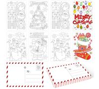 Whaline 48 Pack Blank Christmas Color Your Own Postcards to Santa 6 Designs Coloring Merry Xmas Greeting Letter Cards Wish List Writing for Family School Classroom Party Favors, 4 x 6 In