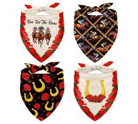 Whaline 4Pcs Derby Day Dog Bandana Triangle Pet Scarf Adjustable Puppy Neckerchief Run for The Roses Dog Bib for Horse Racing Party Medium Large Cat Costume Accessories