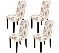 Whaline 4Pcs Fall Chair Covers Autumn Watercolor Pumpkin Dining Chair Slipcover Protector Removable Stretch Elastic Seat Cover for Fall Thanksgiving Party Kitchen Home Hotel Restaurant Ceremony Decor