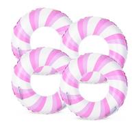 Whaline 4Pcs Inflatable Pool Float Pink Pool Tube with Handles for Kids Boys Girls Summer Swimming Beach Party,22.8 Inch