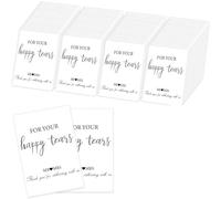 Whaline 50 Pack Happy Tears Tissue Packs for Wedding 3 Ply Wedding Tissue Packs Bulk Individual Facial Pocket Tissues for Guests Welcome Bags Stuffers Party Favors Supplies