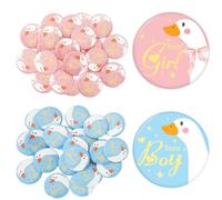 Whaline 50 Pcs Gender Reveal Button Pins Team Boy Girl Badges Pink Blue Goose Brooch for Baby Shower Birthday Party Game Supplies