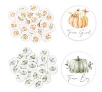 Whaline 50 Pcs Gender Reveal Button Pins Team Girl Boy Buttons Badges, orange, green, 1.8 In