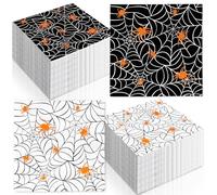 Whaline 50 Pcs Halloween Paper Napkins Black White Spider Web Disposable Napkins Double-Sided Luncheon Dinner Napkin for Trick or Treat Holiday Party Table Supplies
