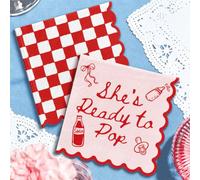 Whaline 50Pcs Baby Shower Cocktail Napkins, She's Ready to Pop, Scalloped