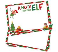 Whaline 50Pcs Christmas Elf Note Cards 4 x 6 Inch Elf Letter Festive Stationery Blank Greeting Cards for Xmas Winter Holiday Party Supplies