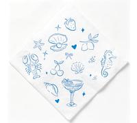 Whaline 50Pcs Coastal Bachelorette Cocktail Napkins Blue Seaside Crawfish Martini Print Disposable Paper Napkins Summer Ocean Starfish Shell Beverage Dessert Dinner Napkin for Bridal Shower Birthday