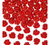 Whaline 50Pcs Rose Beads Red Shell Rose Carved Loose Beads Floral Cameos Spacer Bead for Buddha Mala Jewelry Making Necklace Bracelet Supplies Scrapbooking DIY Crafts Wedding Decors