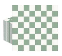 Whaline 50Pcs Sage Green Plaid Cocktail Napkins Checkered Disposable Paper Napkin Gingham Beverage Napkins for Birthday Baby Shower Wedding Party Supplies