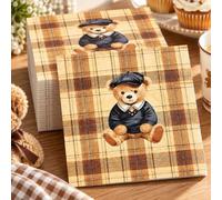 Whaline 50Pcs We Can Bearly Wait Baby Shower Party Napkins Brown Plaid Bear Paper Napkins Preppy Polo Baby Shower Napkin for Fall Baby Celebration Gender Reveal Birthday Party Supplies