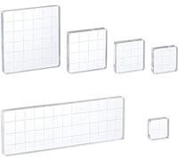 Whaline 6 Pieces Acrylic Stamp Block Clear Stamping Tools Set with Grid Lines for Scrapbooking Crafts Card Making, Assorted Sizes