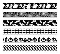 Whaline 6 Rolls Halloween Wired Edge Ribbon Spiderweb Ghost Pumpkin Fabric Ribbon Black White Wrapping Ribbons for DIY Crafts Wreath Bow Making Supplies, 30 Yard