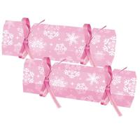 Whaline 60 Packs Christmas Cracker Kit No Snap DIY Pink Winter Snowflake Paper Cracker Candy Boxes with Ribbon for Xmas Holiday Party Dinner Table Decor Favors