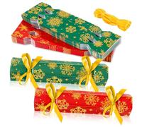 Whaline 60 Packs Christmas Cracker Kit No Snap DIY Red Green Winter Snowflake Paper Cracker Candy Boxes with Ribbon for Xmas Holiday Party Dinner Table Decor Favors