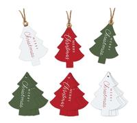 Whaline 60 Pcs Merry Christmas Paper Gift Tags Blank Tags Xmas Pine Tree Shaped Hanging Labels with Hemp Rope for Winter Holiday Party Present DIY Crafts, 3 Designs