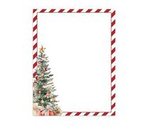 Whaline 60 Sheets Christmas Stationery Letterhead Paper Double-Sided Print Red Stripe Xmas Tree Letter Writing Paper for Notes Greeting Cards Invitation Office Printing, 8.5 x 11 Inch