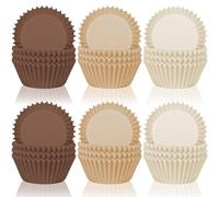 Whaline 600Pcs Brown Gradient Cupcake Liners Autumn Colored Paper Baking Cup Tan Neutral Tone Standard Muffin Cupcake Wrappers for Thanksgiving Baby Bridal Shower Wedding Birthday Party Supplies