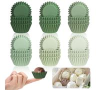Whaline 600Pcs Sage Green Mini Cupcake Liners Gradient Green Baking Cups Muffin Cupcake Wrappers for Wedding Bridal Shower Birthday Party Supplies