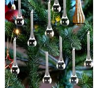 Whaline 60Pcs Christmas Crystal Ornaments 3 Inch Clear Teardrop Chandelier Decor Glass Hanging Ornaments for Xmas Tree Party Home Decor