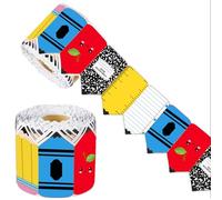 Whaline 65.6Ft Back to School Pencil Bulletin Board Border Composition Notebook Apples Crayon Die Cut Trim Border Roll for First Day of School Classroom Office Chalkboard Decor