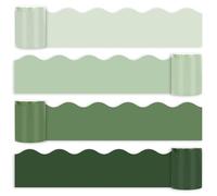 Whaline 65.6ft Sage Green Bulletin Board Borders 4 Rolls Gradient Green Die-Cut Board Trim for Classroom Office Chalkboard Wall