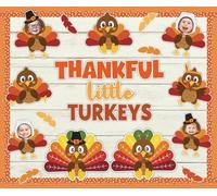 Whaline 65 Pcs Thanksgiving Turkey Bulletin Board Decoration Thankful Little Turkeys DIY Paper Cutouts with 100 Pcs Glue Points for Fall Autumn Harvest Party Classroom Photo