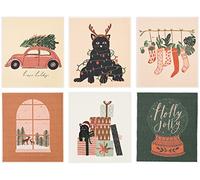 Whaline 6Pcs Christmas Swedish Dishcloths Boho Merry Christmas Kitchen Dish Towel Reusable Washable Cotton Xmas Swedish Kitchen Towels for Christmas Winter Holiday Baking Cooking, 6.7 x 7.7Inch