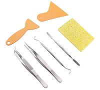Whaline 7 Pieces Mosaic Tools, Mosaic Tweezers Tile Beginner Setwith 2 Scrapers, 2 Tweezers, 1 Double-EndedHook, 1 Spatula, 1 Sponge