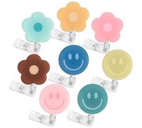 Whaline 8 Pcs Boho Flower and Smile Badge Reel with Clips Retractable Cord Round Nurse ID Badge Holder Name Clip Tag for Office School Hospital Nurses Doctors Teachers Favor