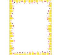 Whaline 80 Sheets Yellow Pencil Stationery Letterhead Paper Single-Sided Print Back to School Letter Writing Paper for Notes Greeting Cards Invitation Office Computer Printer, 8.5 x 11 Inch