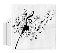 Whaline 80Pcs Dandelion Paper Napkin Black Musical Notes Luncheon Napkin Dessert Dinner Hand Napkin for Wedding Birthday Party Supplies Table Decor