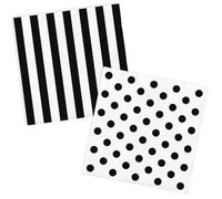 Whaline 80Pcs Polka Dot Stripe Paper Napkins, Double-Sided, Black White | Disposable Luncheon Napkins, for Birthday Baby Shower Wedding Party Supplies Table Decor