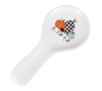 Whaline 9.4 Inch Fall Spoon Rest Orange Green Plaid Pumpkin Ceramic Spoon Holder Fall y'all Cooking Spoon Holder for Autumn Thanksgiving Stove Top Kitchen Counter Decor