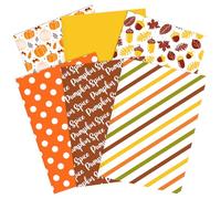 Whaline 90 Sheet Fall Theme Tissue Paper Pumpkin Leaves Dots Stripes Patterned Art Tissue 6 Design Orange Yellow Autumn Wrapping Paper Art Craft Paper for Fall Harvest Thanksgiving Gift Bag Pompom