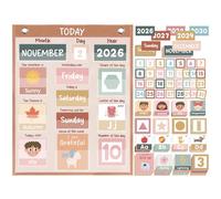 Whaline All About Today Calendar and Weather Pocket Chart Preschool Circle Time Learning Center with ABC Emotion Season Cards Interactive Educational Charts for Classroom Homeschool