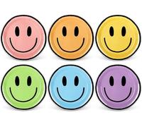 Whaline Boho Smile Face Paper Plate Happy Face Disposable Plate 6 Colors Cute Dinnerware Plates 9 Inch For Birthday Party Supplies Table Decor, 24Pcs