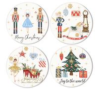 Whaline Christmas Coasters Set of 4 Nutcracker Drink Coasters Xmas Winter Holiday Ceramic Cup Mat for Home Kitchen Table Decor, 4.1 x 0.3 Inch